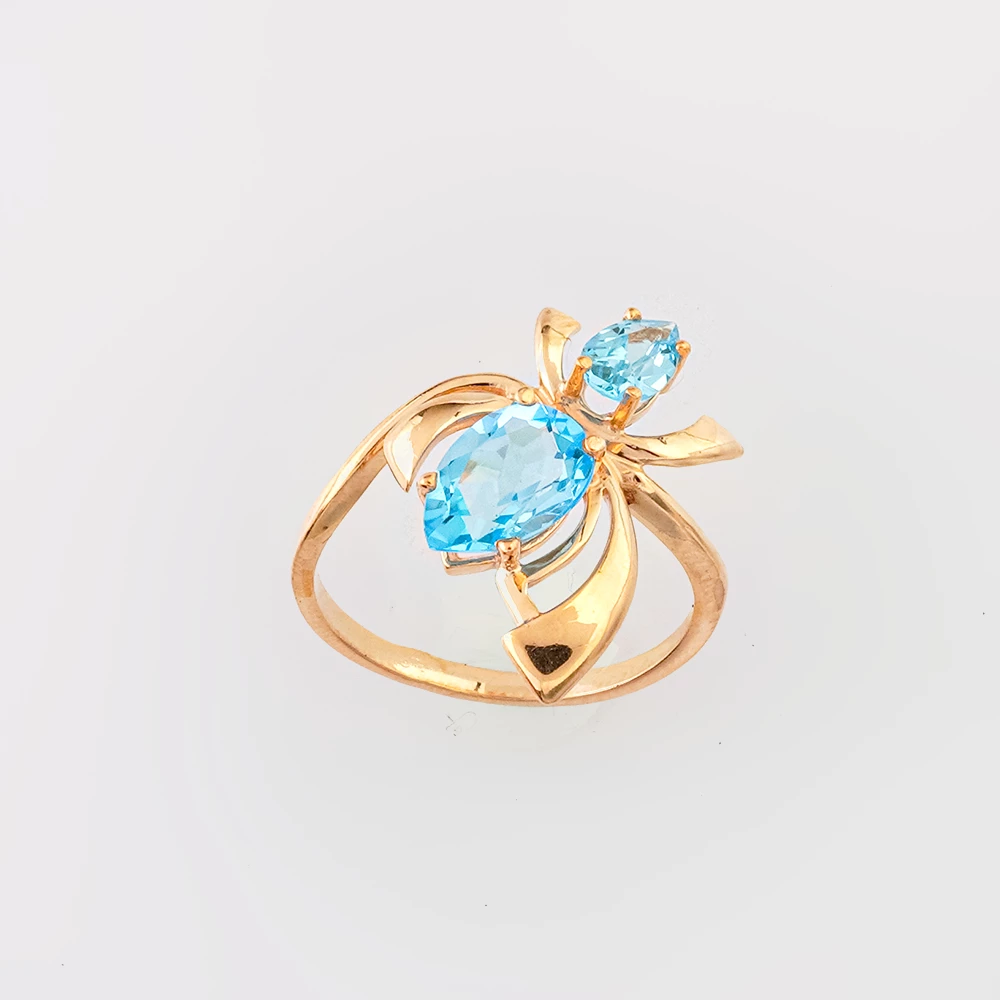 Кольцо с топазом из красного золота 585 пробы