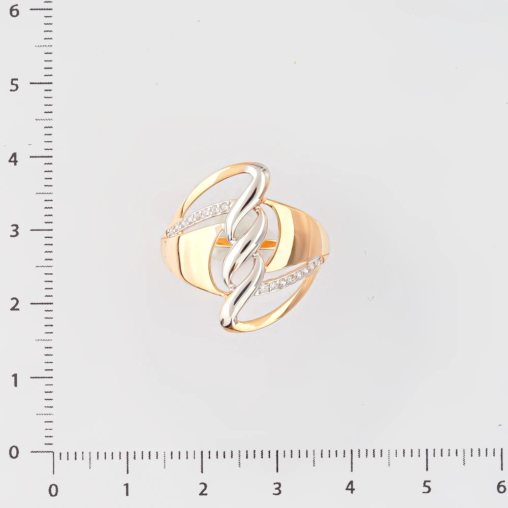 Кольцо с фианитом из красного золота 585 пробы