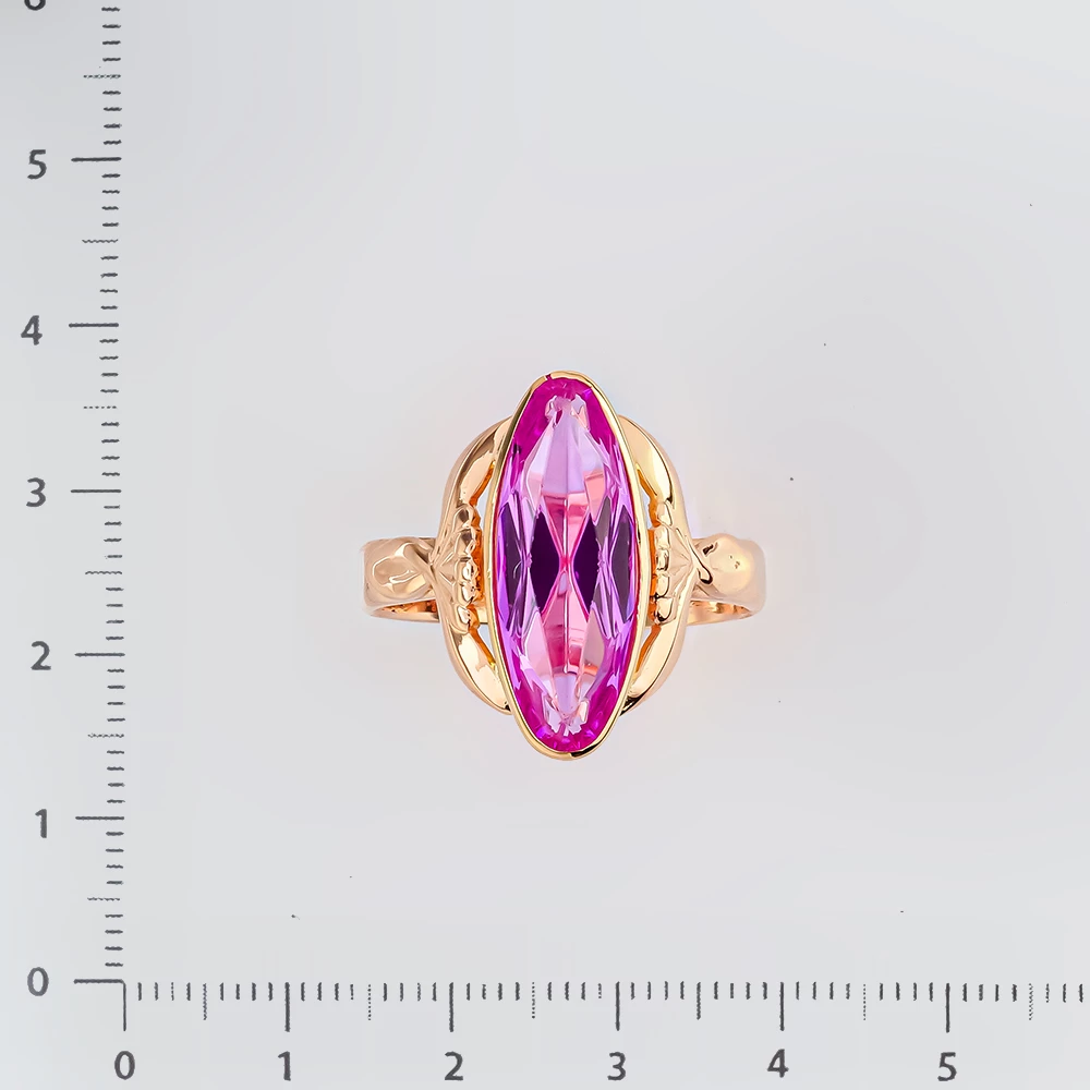 Кольцо с фианитом из красного золота 583 пробы