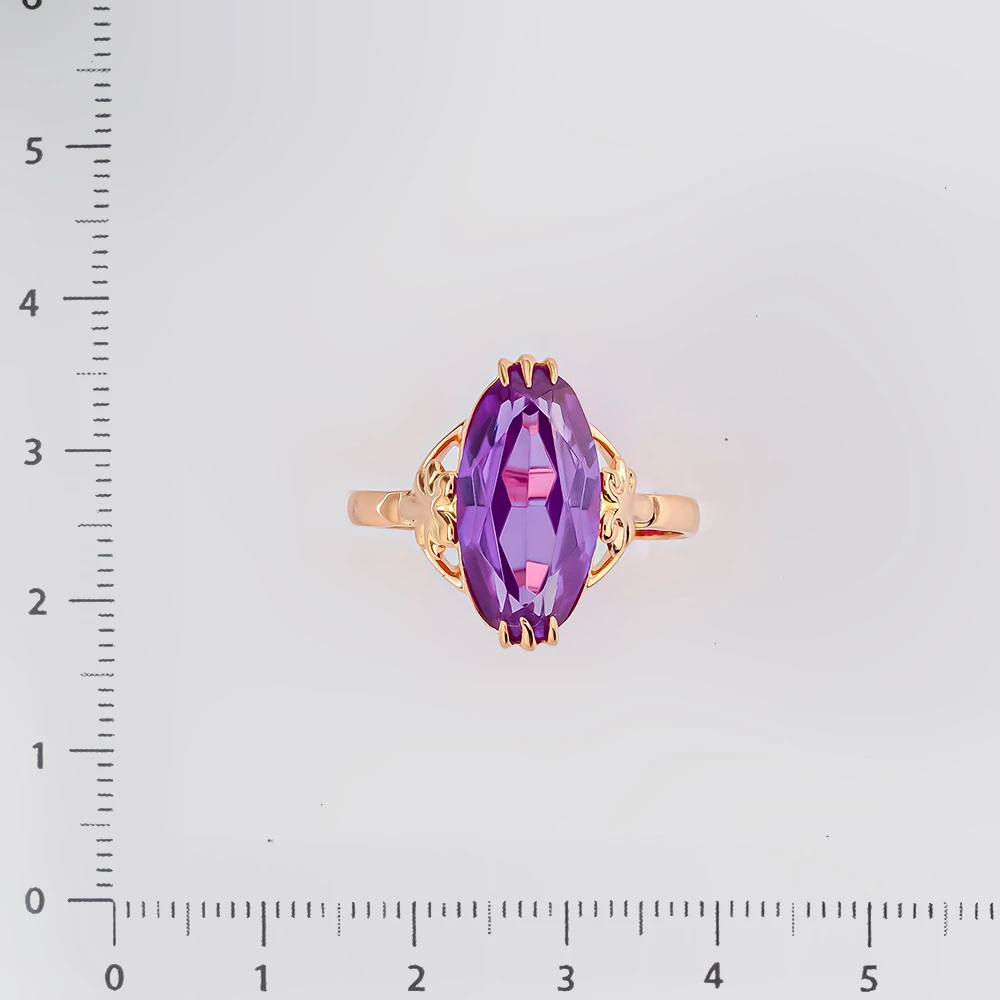 Кольцо с фианитом из красного золота 583 пробы