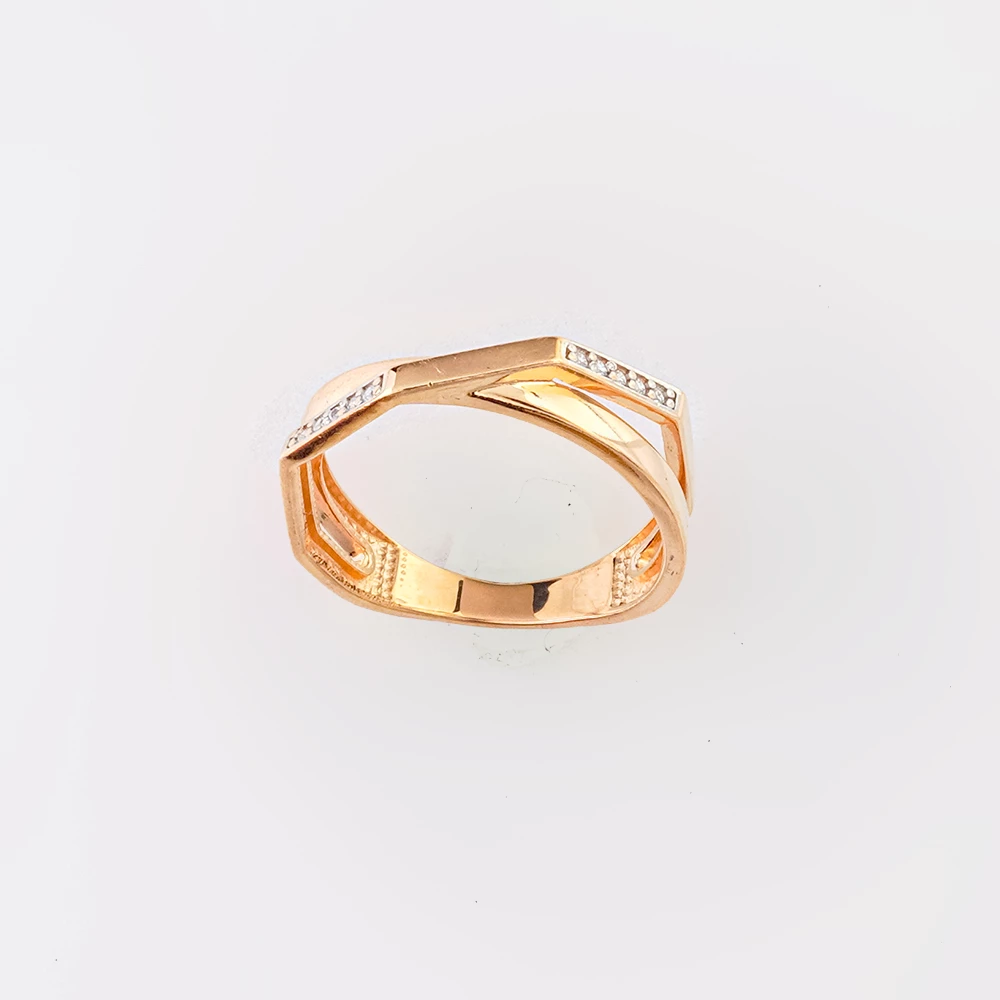 Кольцо с фианитом из красного золота 585 пробы