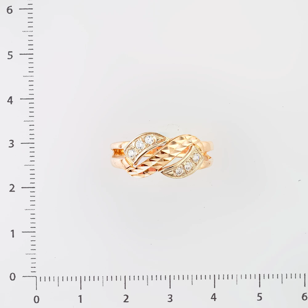 Кольцо с фианитом из красного золота 585 пробы