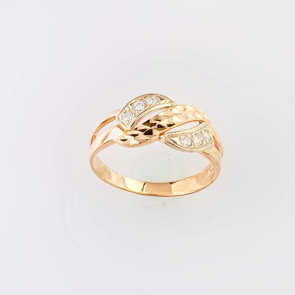 Кольцо с фианитом из красного золота 585 пробы