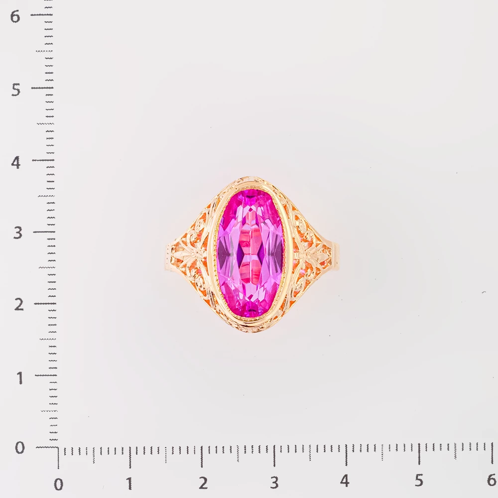 Кольцо с фианитом из красного золота 583 пробы