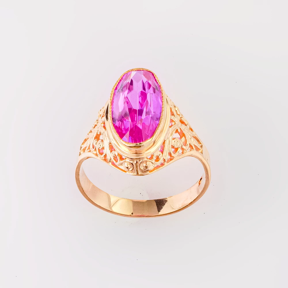 Кольцо с фианитом из красного золота 583 пробы