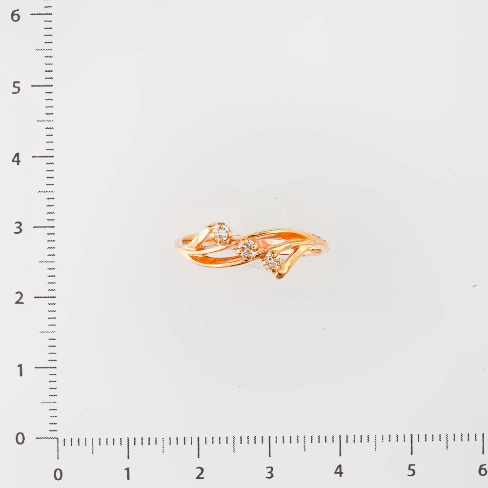 Кольцо с фианитом из красного золота 585 пробы