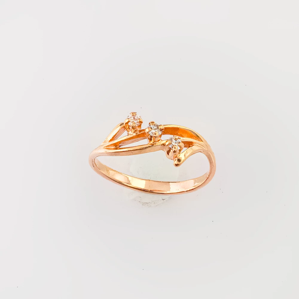 Кольцо с фианитом из красного золота 585 пробы