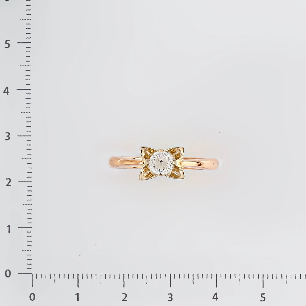 Кольцо с фианитом из красного золота 585 пробы