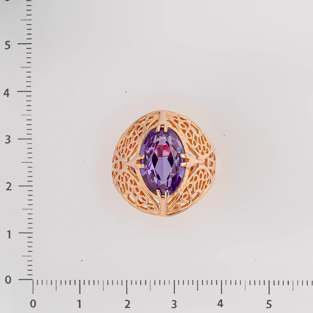 Кольцо с фианитом из красного золота 583 пробы