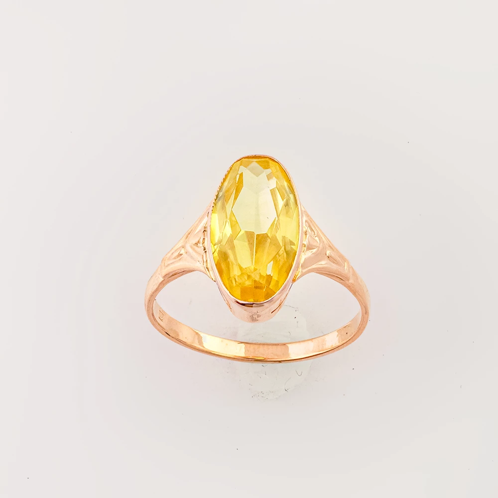 Кольцо с фианитом из красного золота 583 пробы