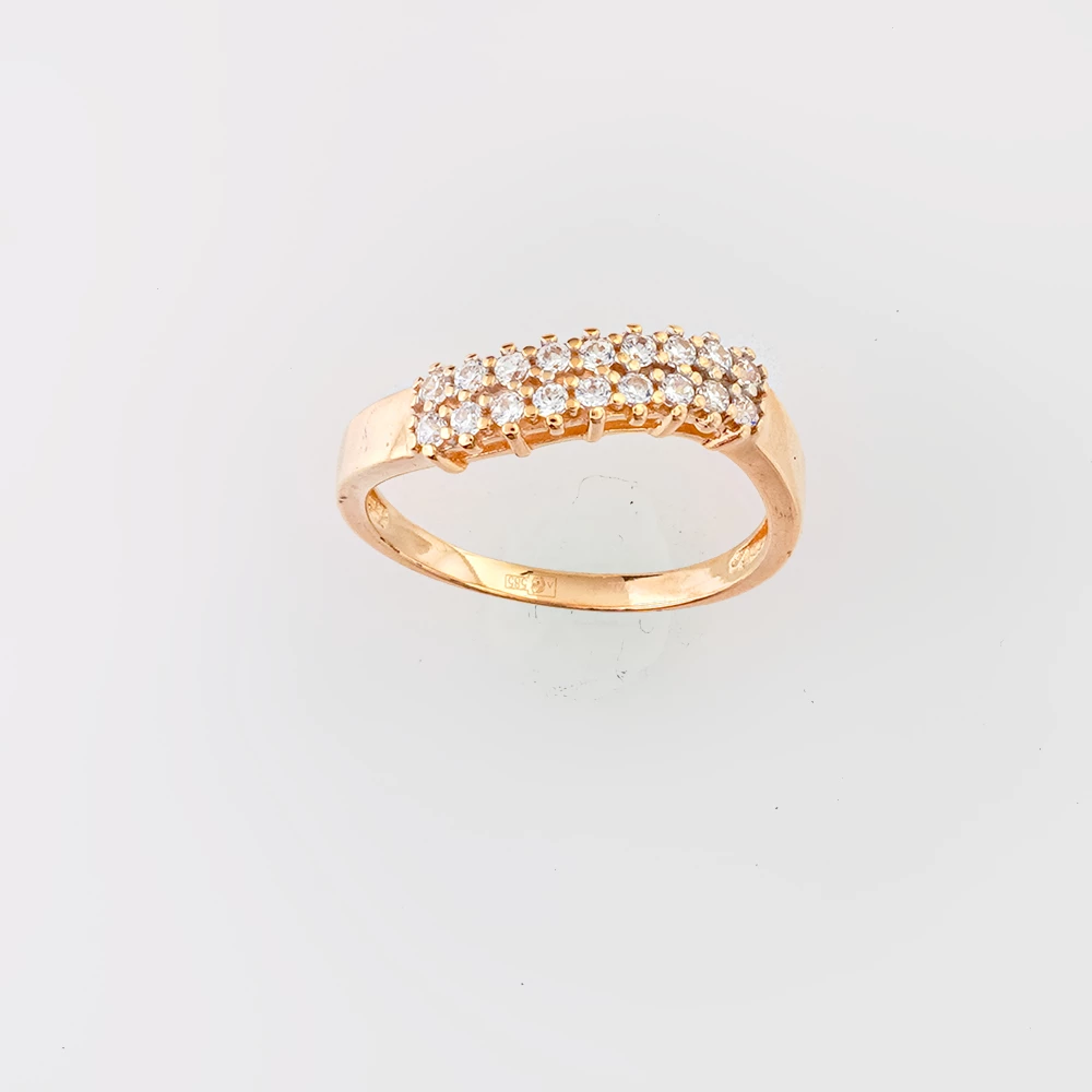 Кольцо с фианитом из красного золота 585 пробы