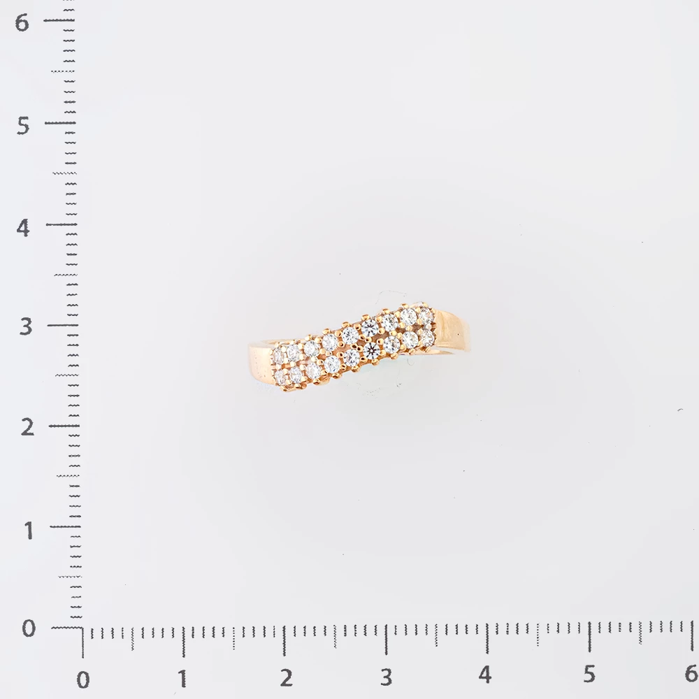 Кольцо с фианитом из красного золота 585 пробы