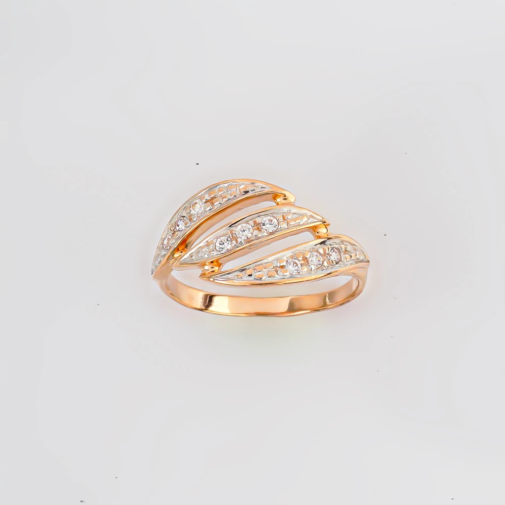 Кольцо с фианитом из красного золота 585 пробы