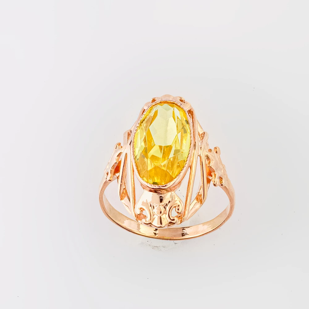 Кольцо с фианитом из красного золота 583 пробы