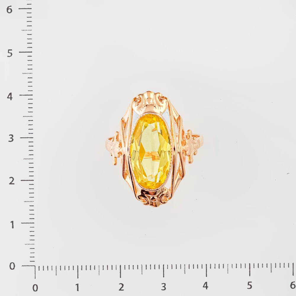 Кольцо с фианитом из красного золота 583 пробы