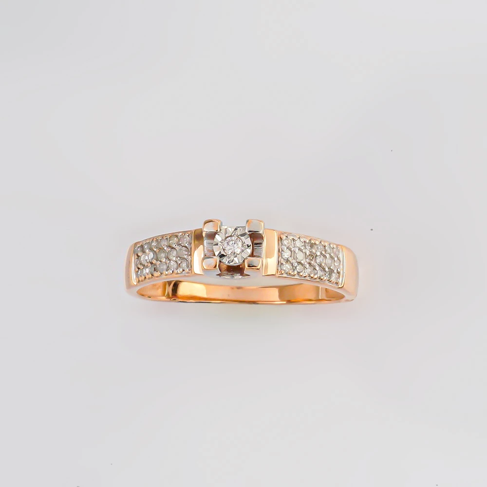 Кольцо с бриллиантом из красного золота 585 пробы