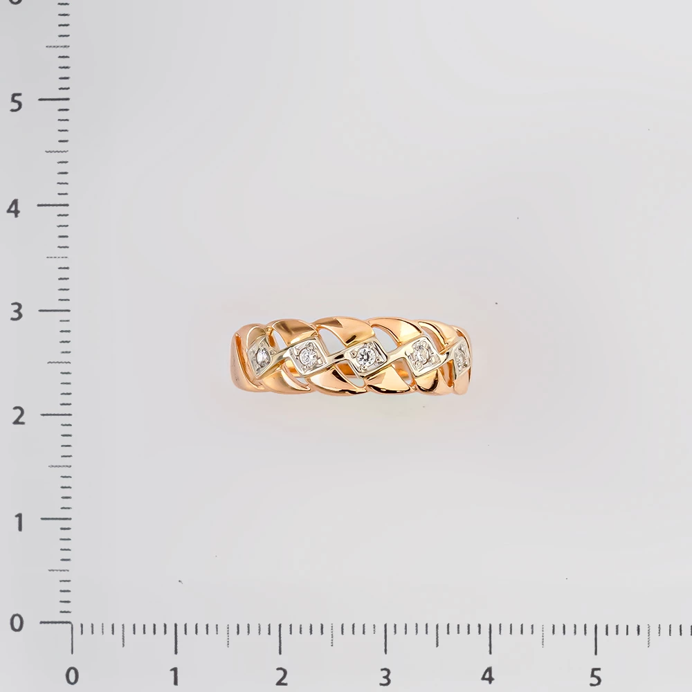 Кольцо с фианитом из красного золота 585 пробы