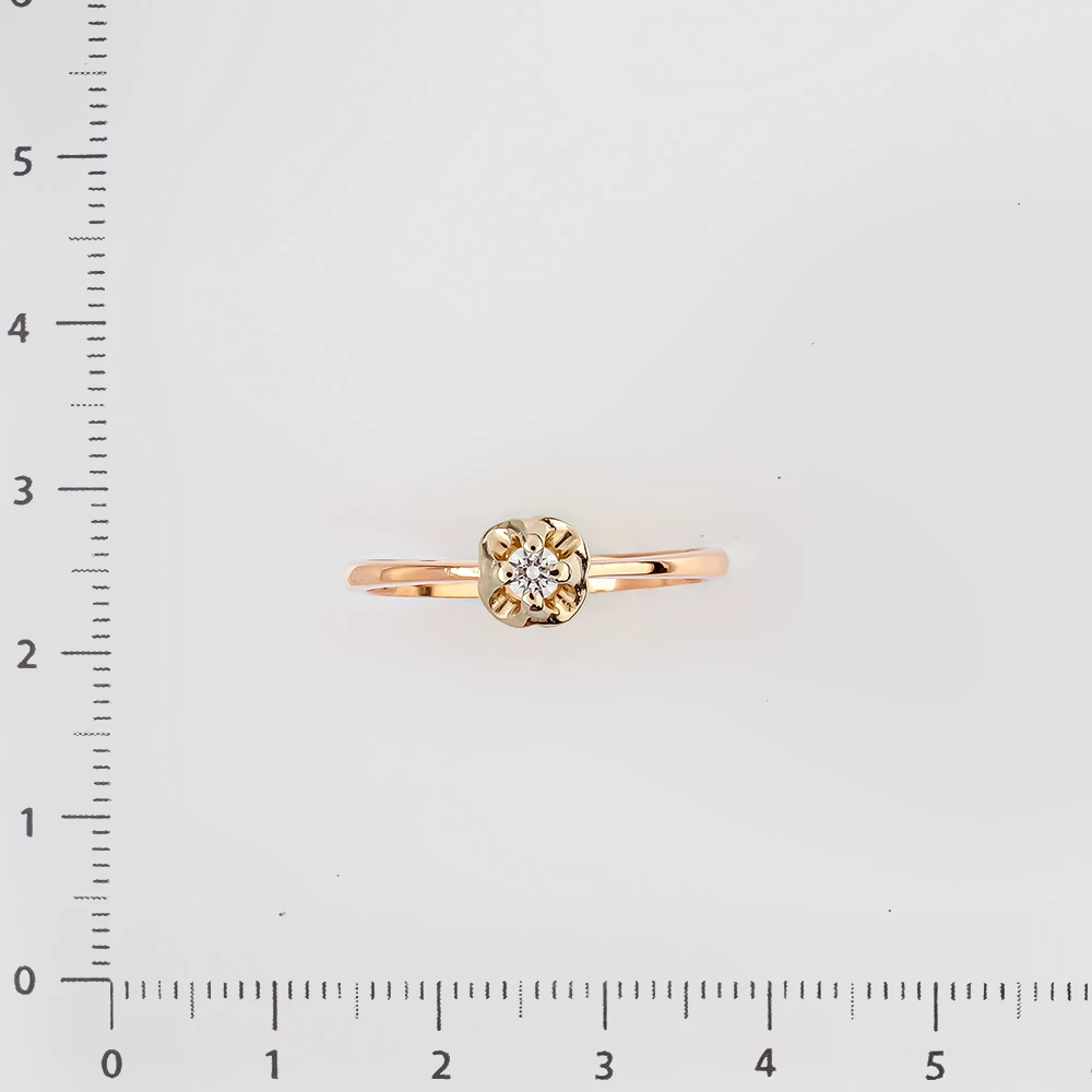 Кольцо с фианитом из красного золота 585 пробы