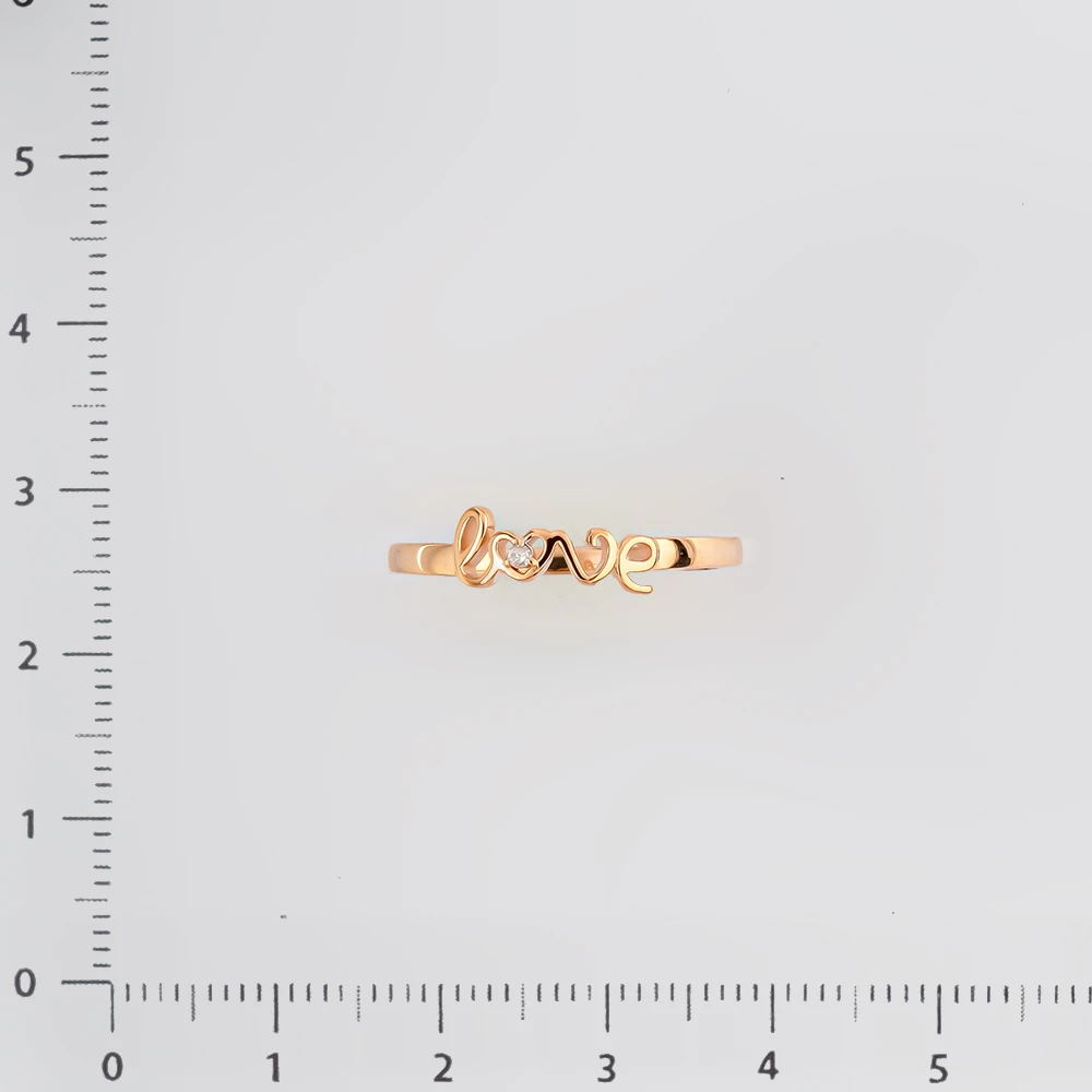 Кольцо с бриллиантом из красного золота 585 пробы