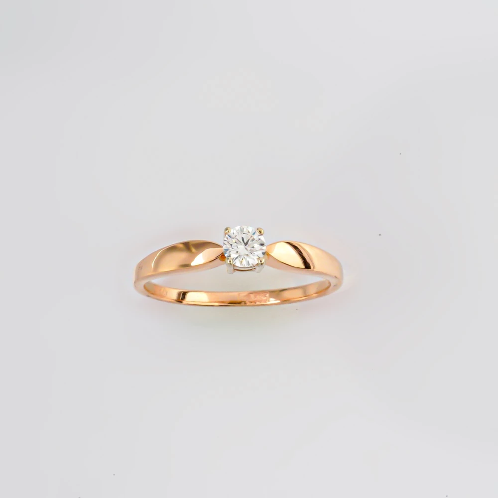 Кольцо с бриллиантом из красного золота 585 пробы