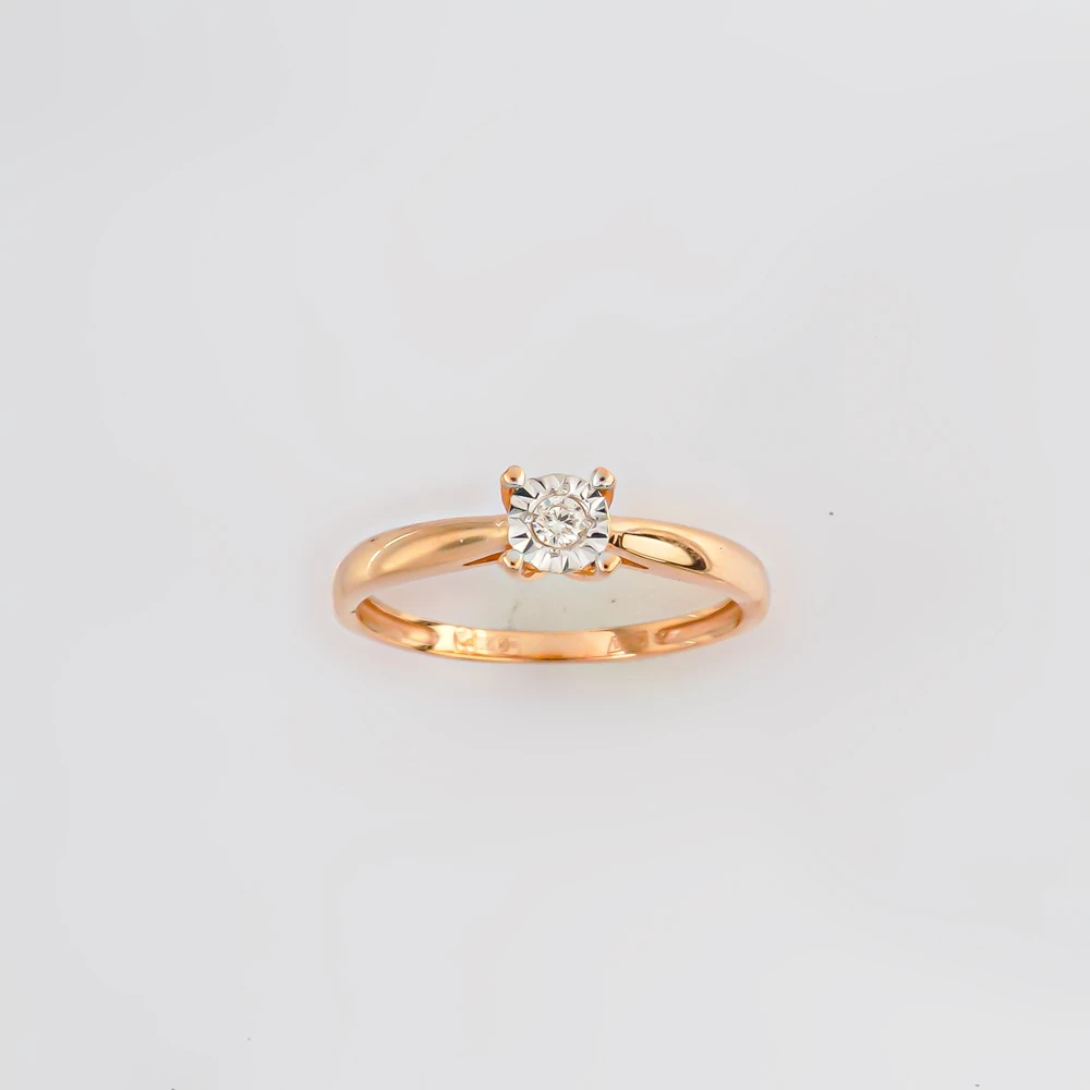 Кольцо с бриллиантом из красного золота 585 пробы