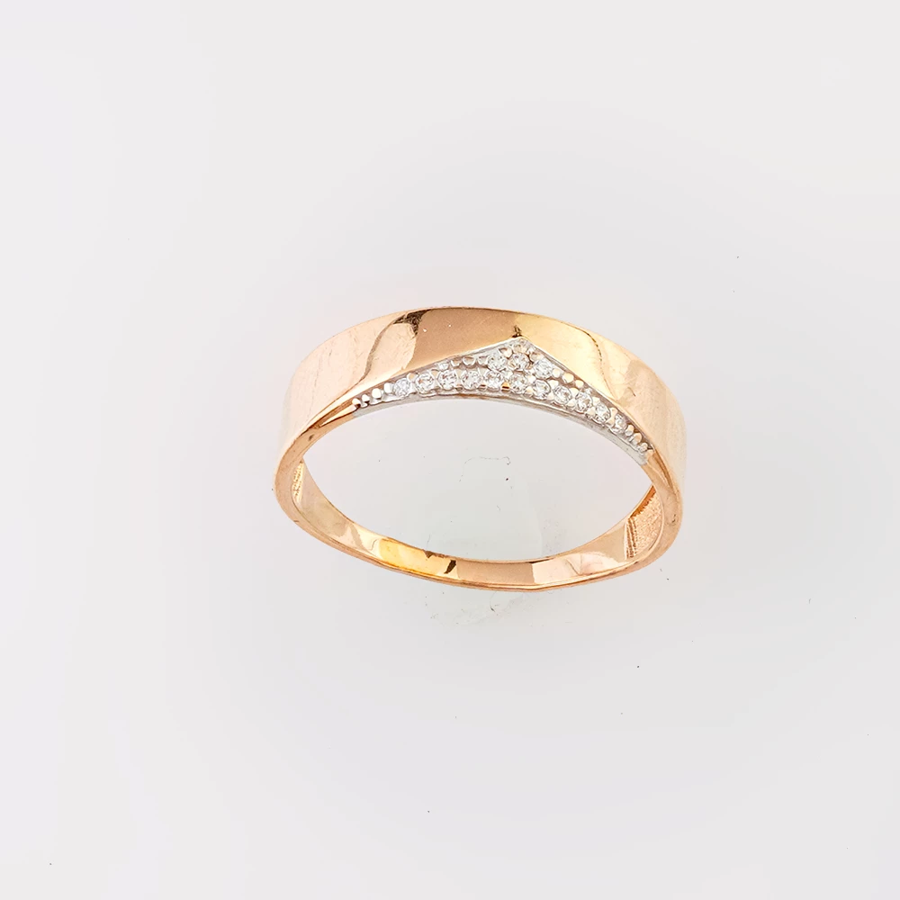 Кольцо с фианитом из красного золота 585 пробы