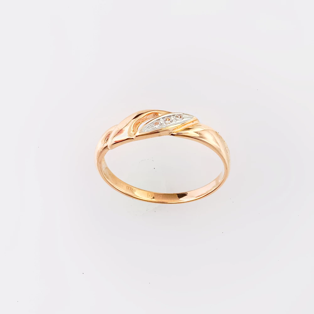 Кольцо с фианитом из красного золота 585 пробы