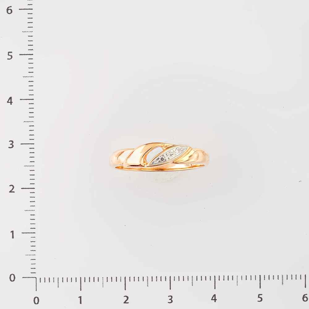 Кольцо с фианитом из красного золота 585 пробы