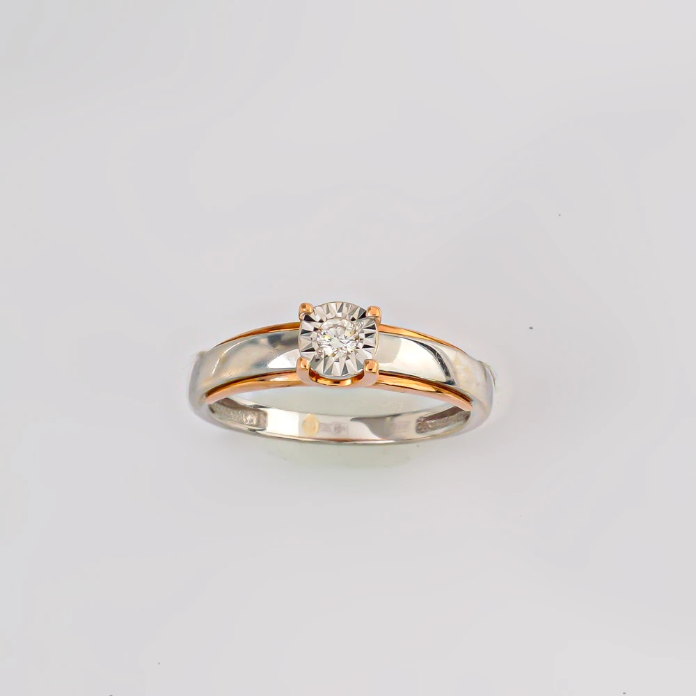 Кольцо с бриллиантом из красного золота 585 пробы