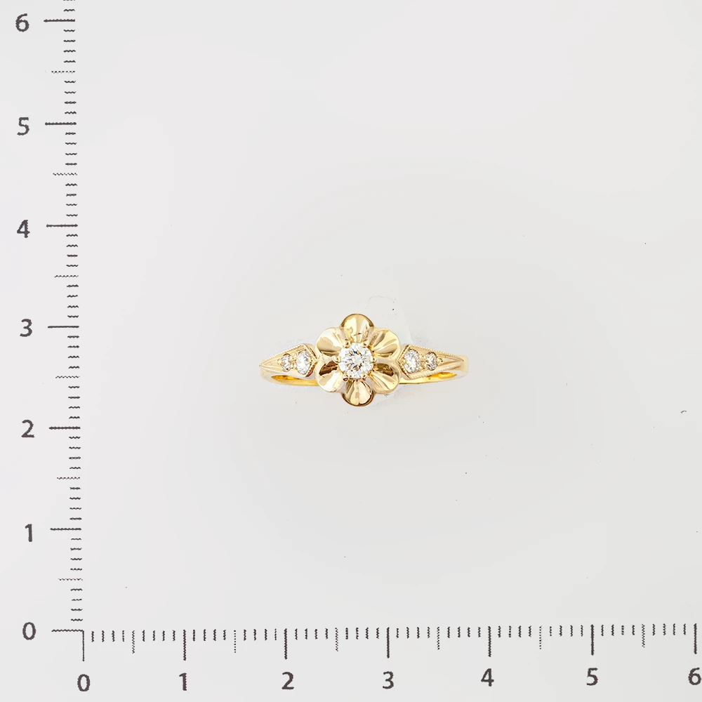 Кольцо с бриллиантом из желтого золота 750 пробы