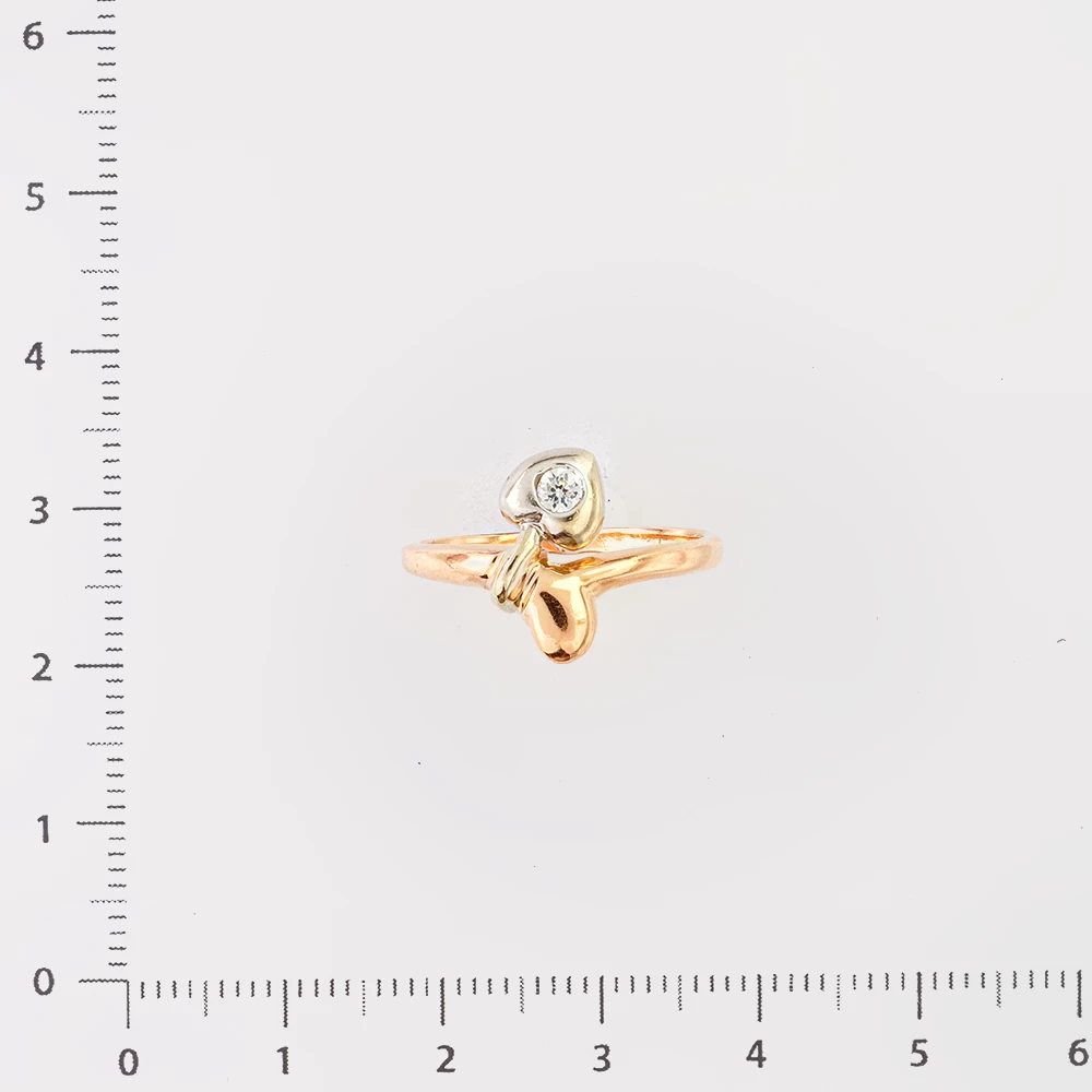 Кольцо с фианитом из красного золота 585 пробы