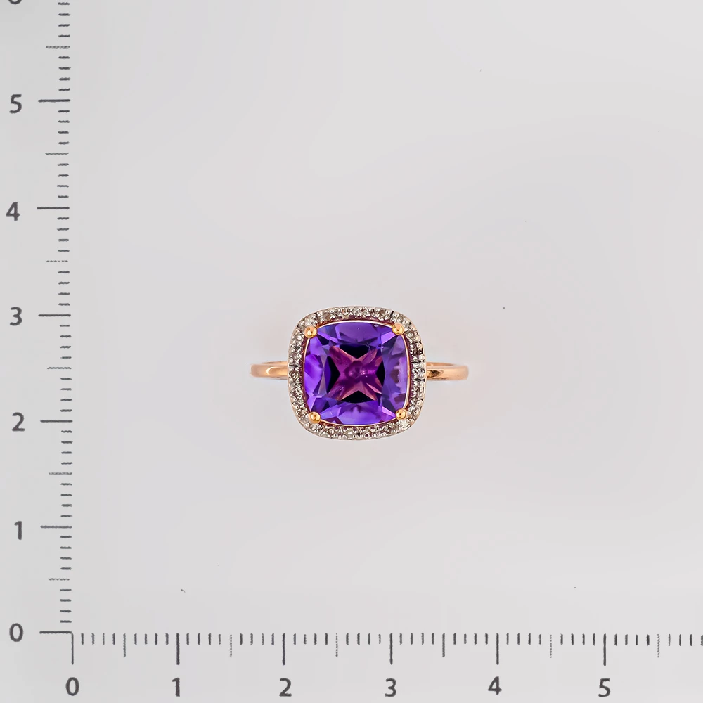 Кольцо с аметистом из красного золота 585 пробы