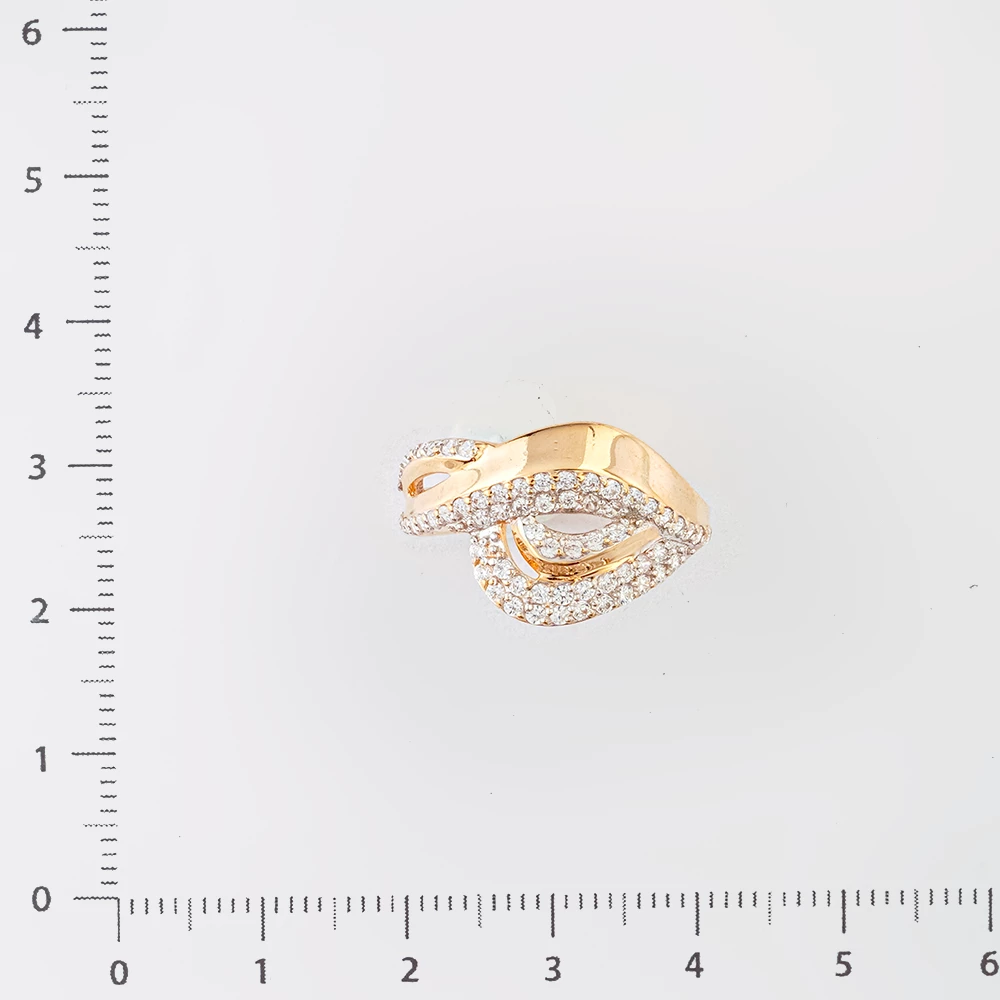 Кольцо с фианитом из красного золота 585 пробы