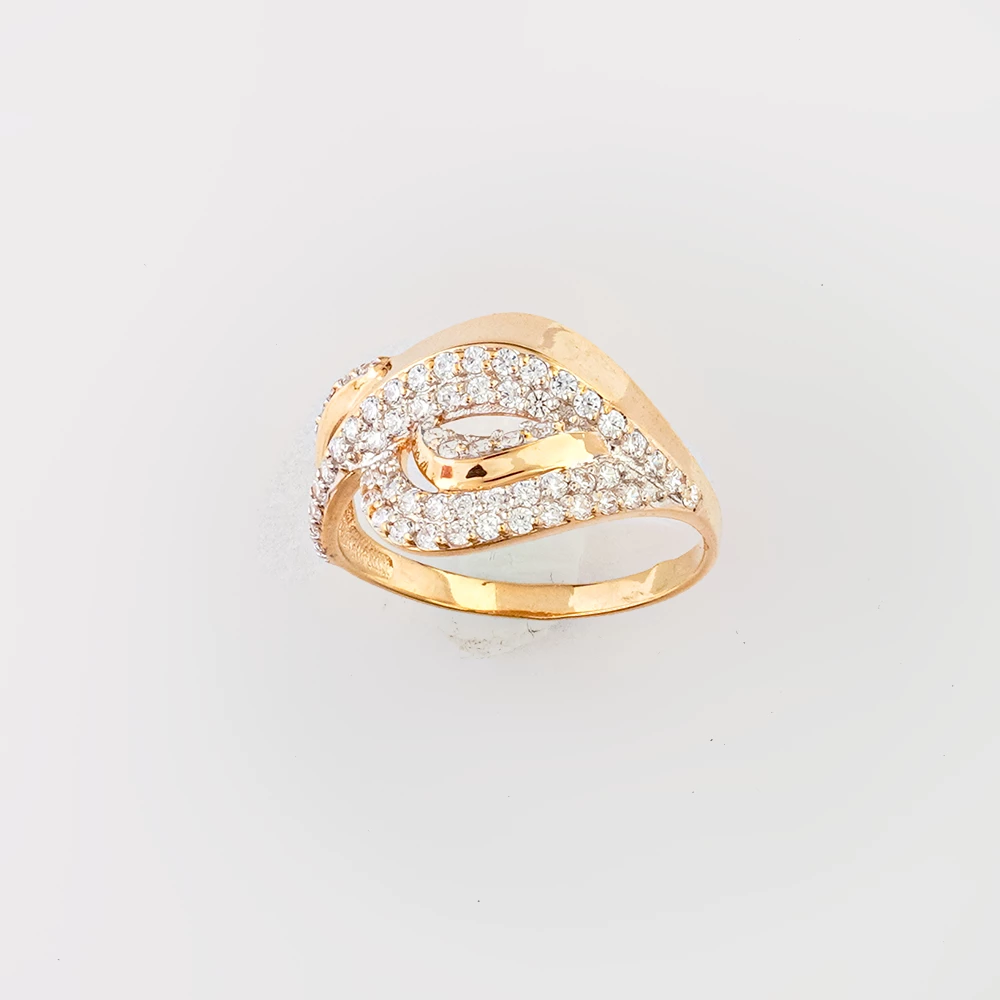 Кольцо с фианитом из красного золота 585 пробы