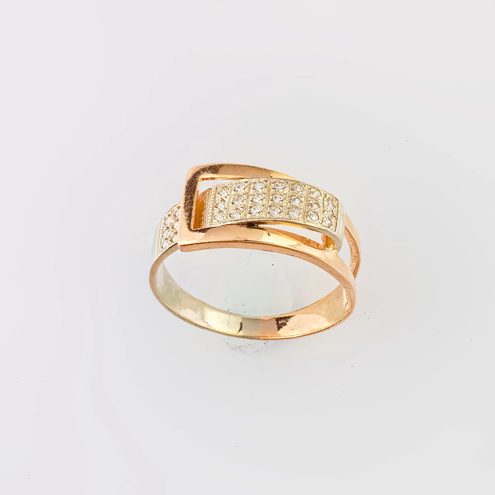 Кольцо с фианитом из красного золота 585 пробы