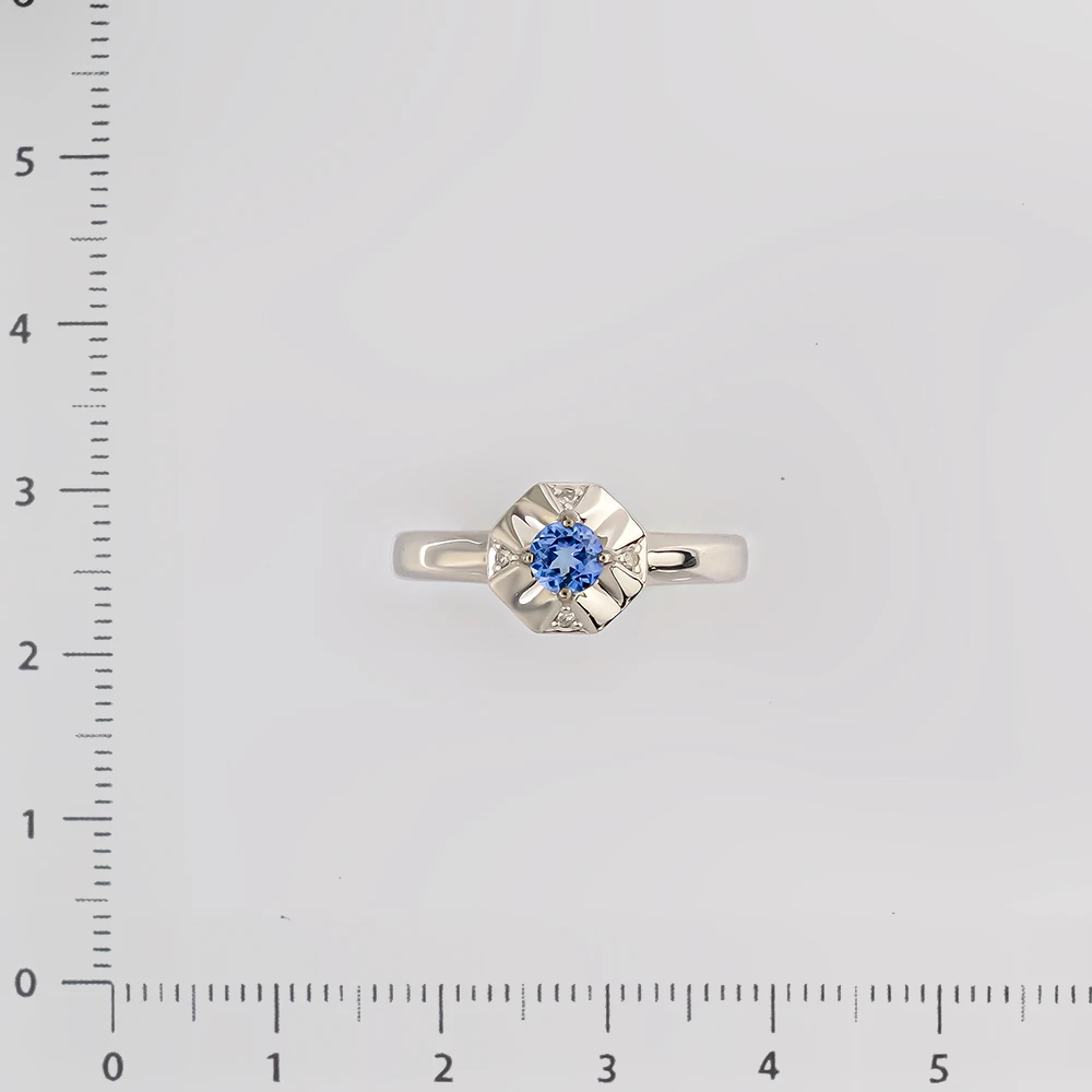 Кольцо с танзанитом из белого золота 585 пробы