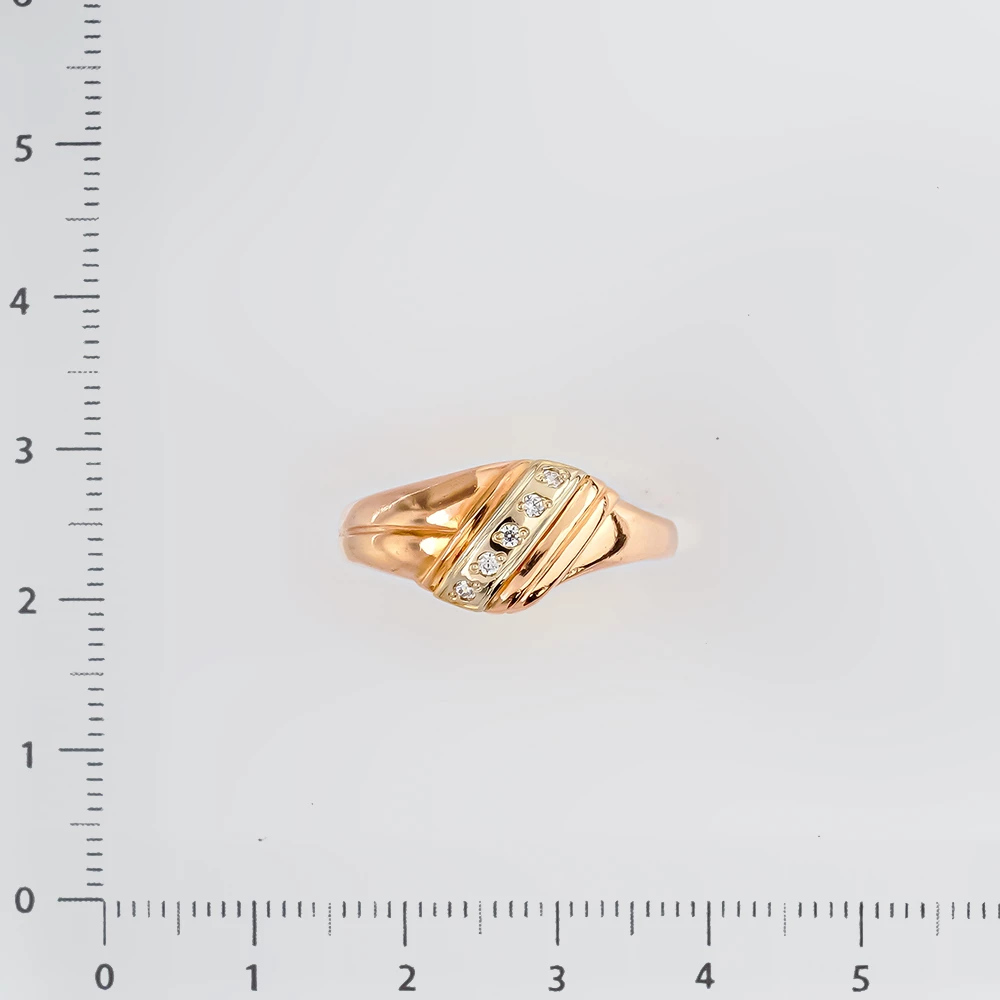 Кольцо с фианитом из красного золота 585 пробы