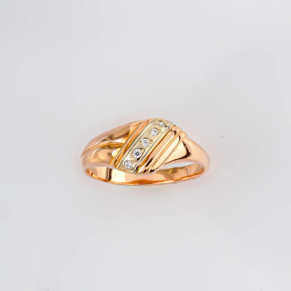 Кольцо с фианитом из красного золота 585 пробы