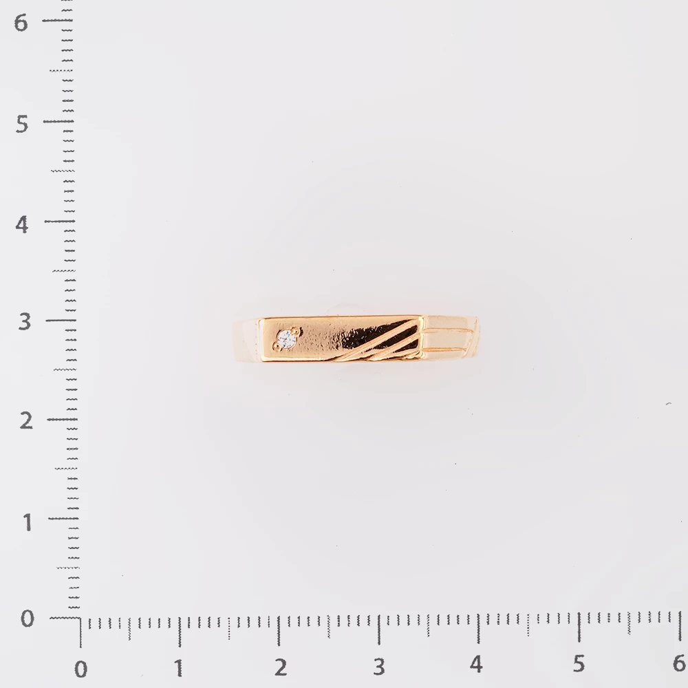 Кольцо с фианитом из красного золота 585 пробы