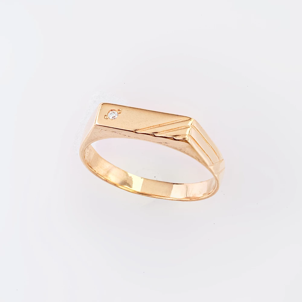 Кольцо с фианитом из красного золота 585 пробы