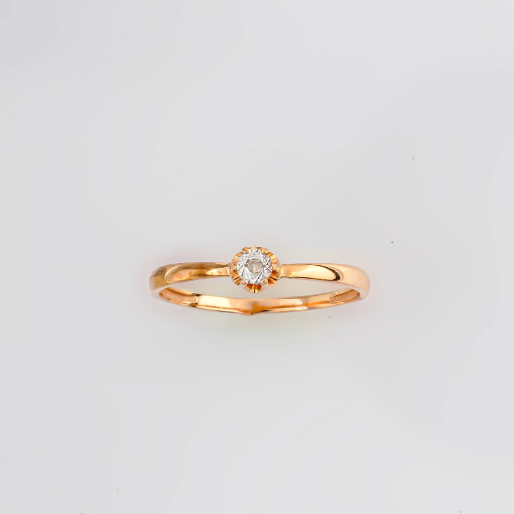 Кольцо с бриллиантом из красного золота 585 пробы