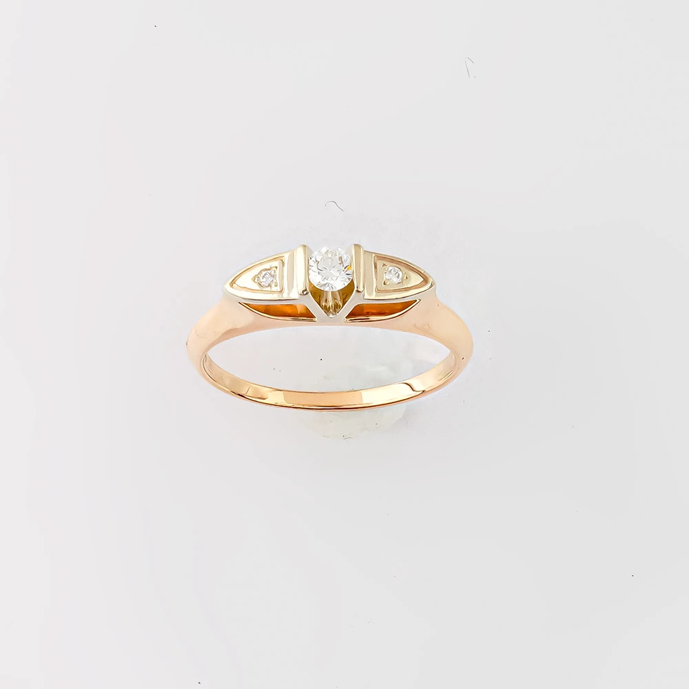 Кольцо с бриллиантом из красного золота 585 пробы