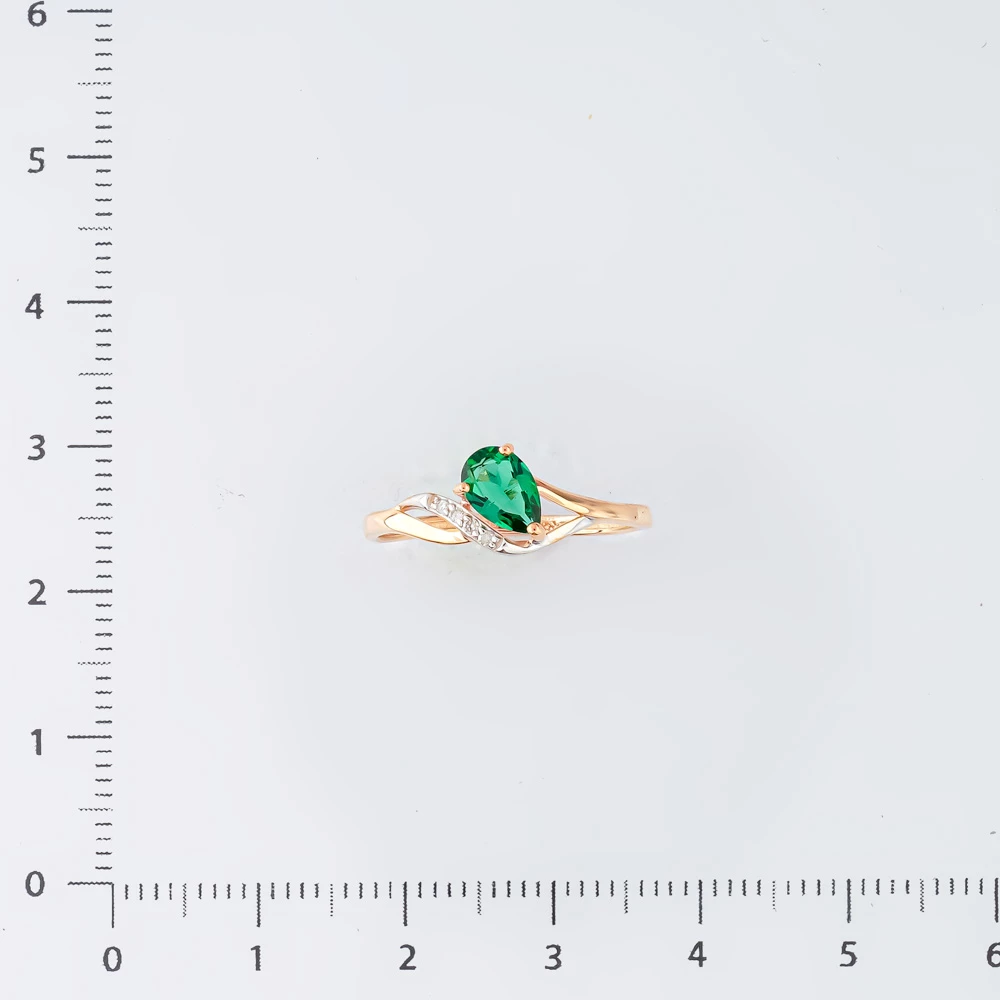 Кольцо с изумрудом синтетическим из красного золота 585 пробы