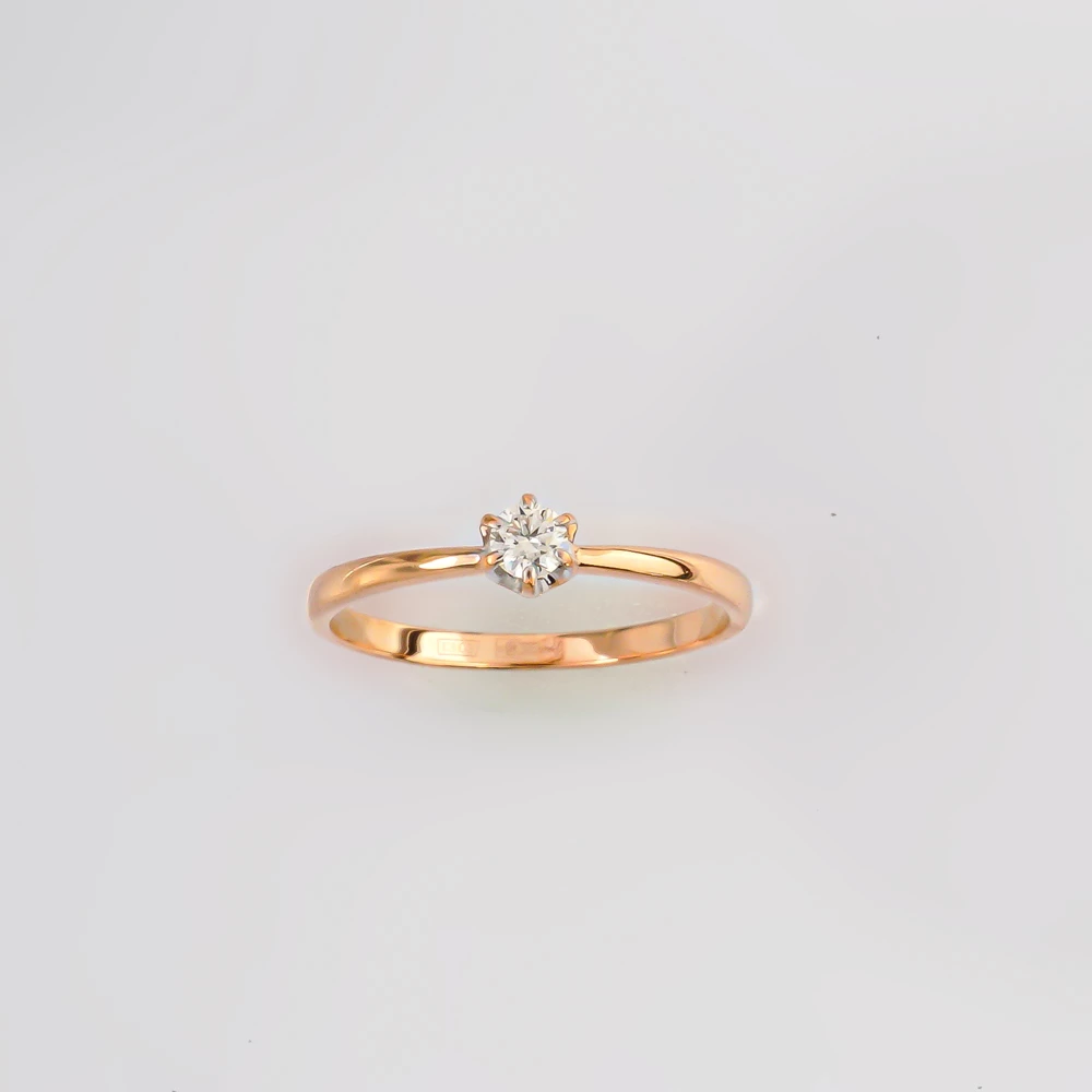 Кольцо с бриллиантом из красного золота 585 пробы