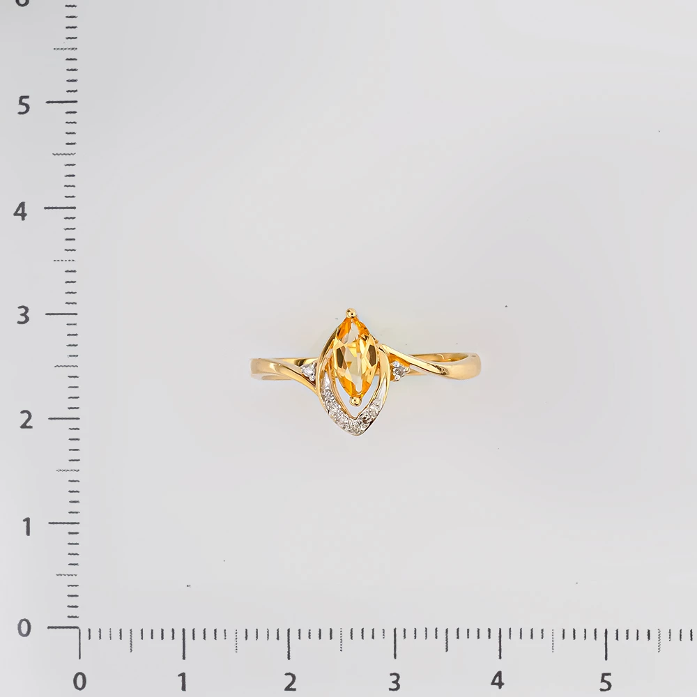 Кольцо с цитрином из желтого золота 585 пробы