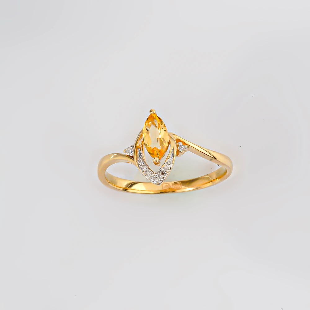 Кольцо с цитрином из желтого золота 585 пробы