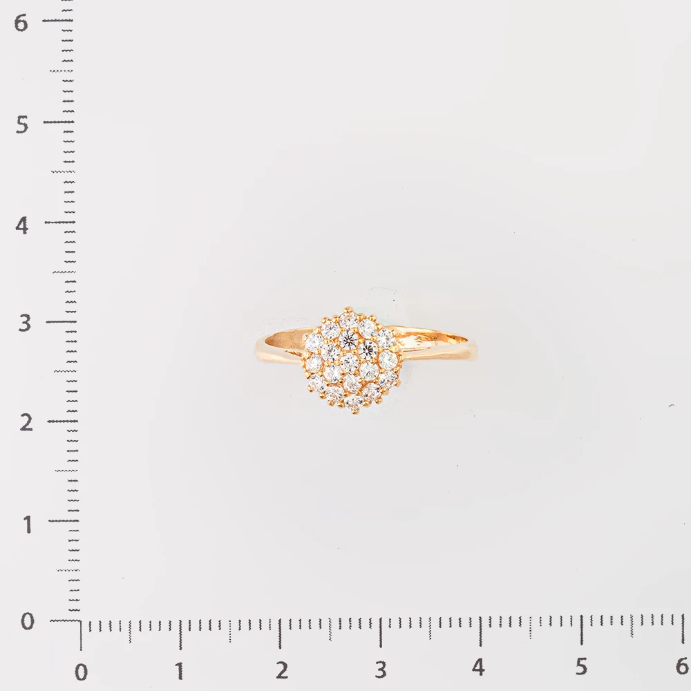 Кольцо с фианитом из красного золота 585 пробы