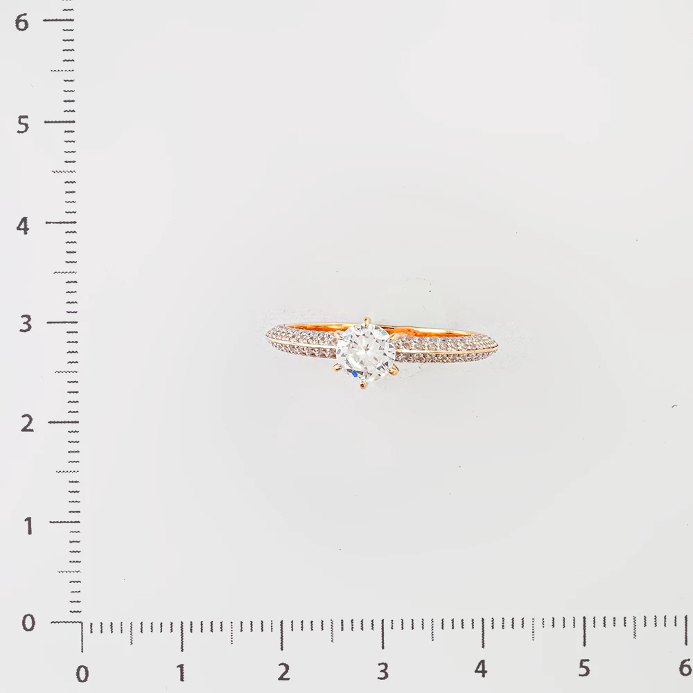 Кольцо с фианитом из красного золота 585 пробы