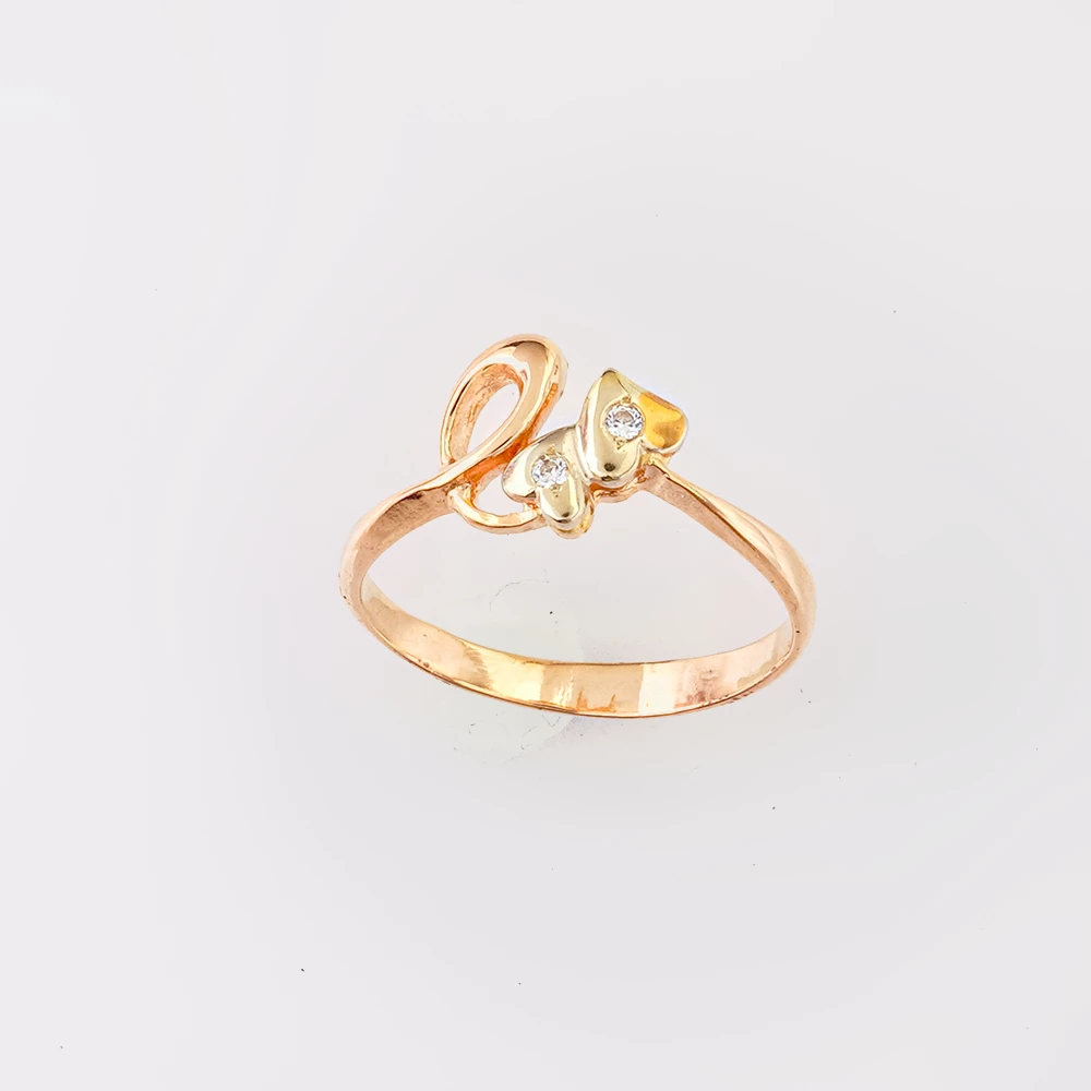 Кольцо с фианитом из красного золота 585 пробы