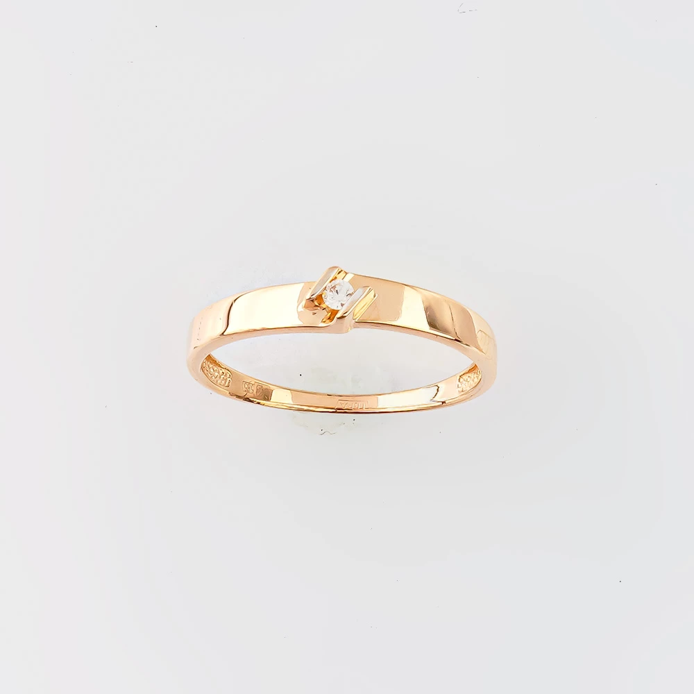 Кольцо с бриллиантом из красного золота 585 пробы